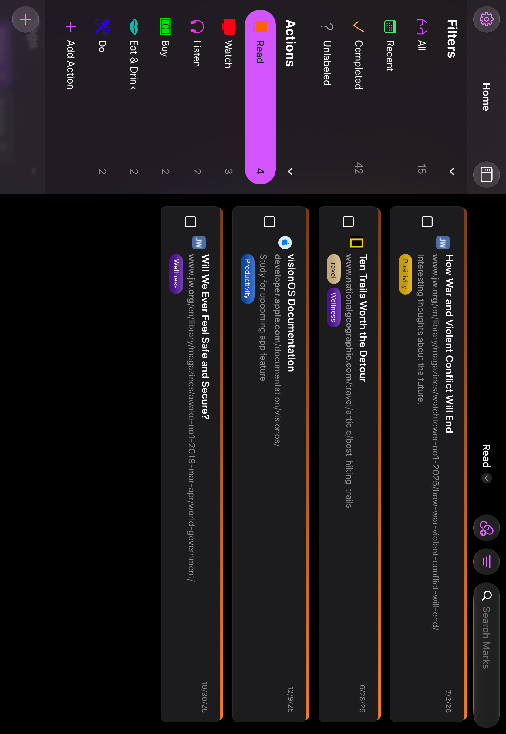 The Read list on iPad