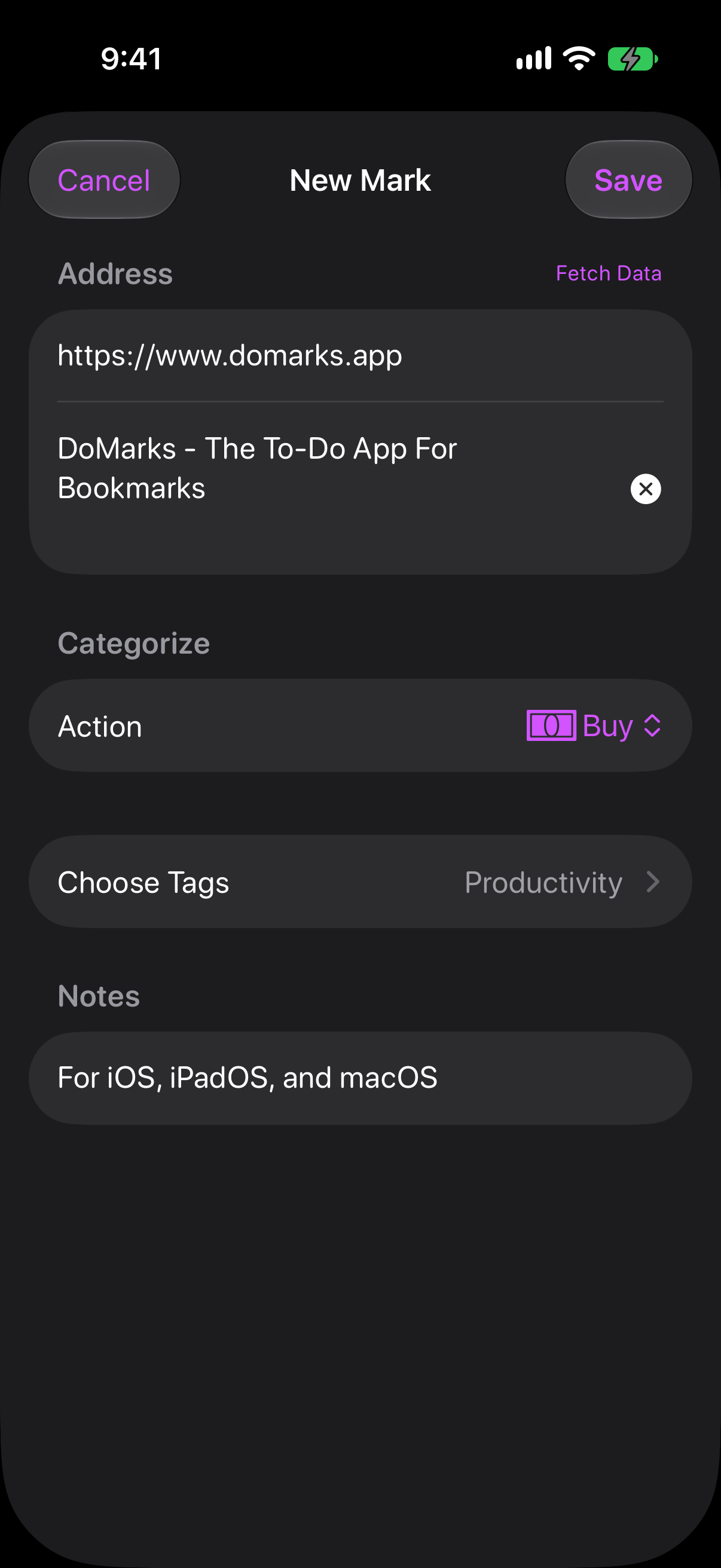 Adding a Mark on iPhone
